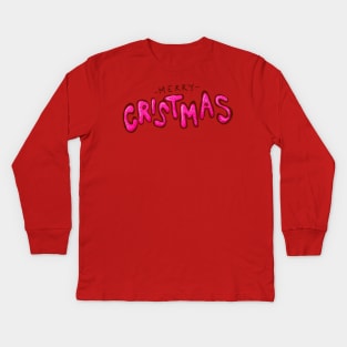 Cute Merry Christmas Cake Typography Kids Long Sleeve T-Shirt